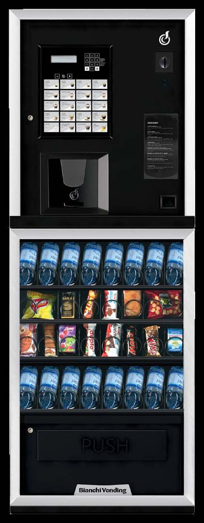 Máquina vending compacta combinada para café, snacks y bebidas